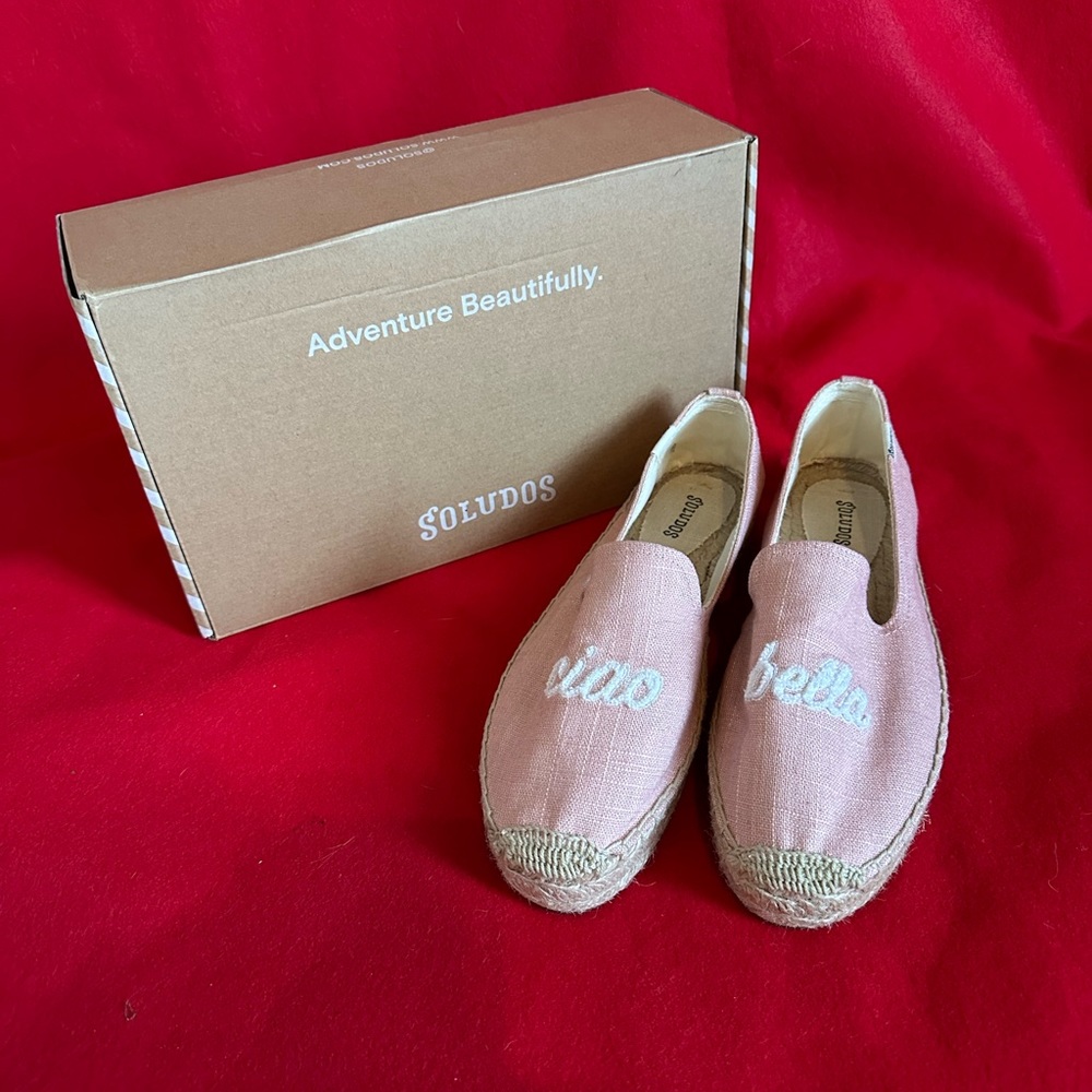 Soludos pink “Ciao Bella” canvas espadrille.  Size 10